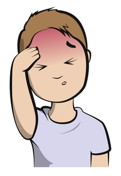Headache cartoon boy clipart