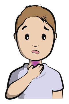 Sore throat cartoon boy clipart