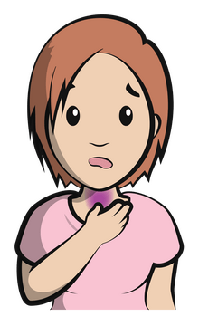 Sore throat cartoon girl clipart