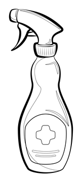 Sanitizer spray cartoon drawing black and white clipart