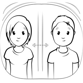 Social distancing cartoon black and white vector