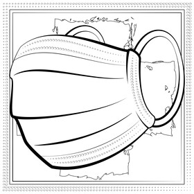 Surgical mask cartoon black and white vector