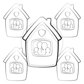 Stay at home cartoon black and white vector
