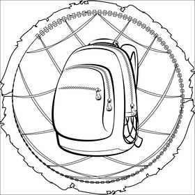 School bag black and white vector