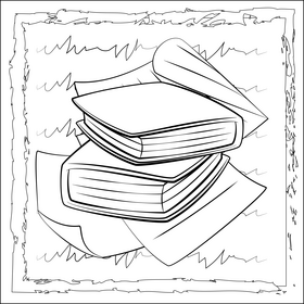 Books drawing black and white vector