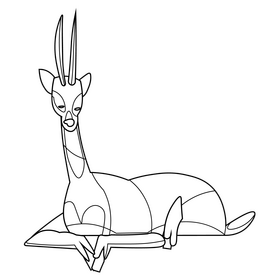 Impala liying cartoon black and white clipart