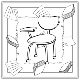 Chair drawing black and white vector
