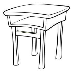 Desk black and white clipart