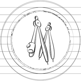 Compasses drawing black and white vector