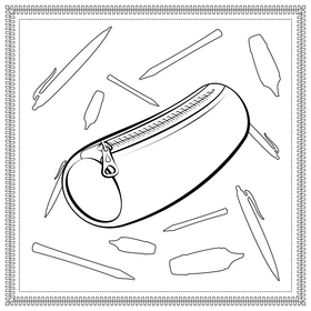 Pencil case black and white vector