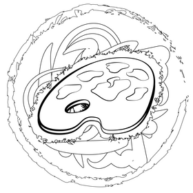 Paint palette drawing black and white vector