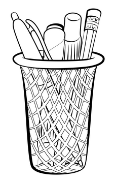Pen holder black and white clipart