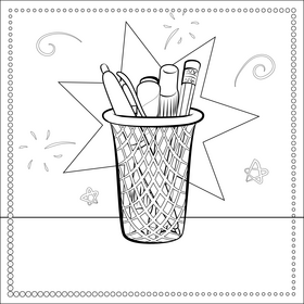 Pen holder black and white vector