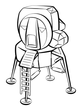Apollo lunar module black and white clipart