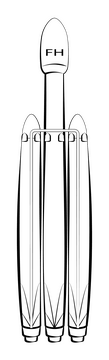 Falcon heavy black and white clipart