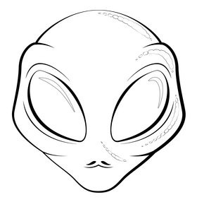 Alien black and white clipart