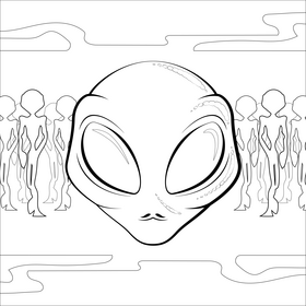 Alien black and white vector