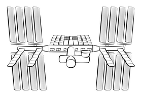 International space station black and white clipart
