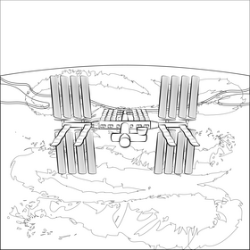 International space station black and white vector