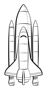Challenger rocket black and white clipart