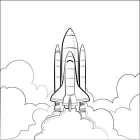Challenger rocket black and white vector