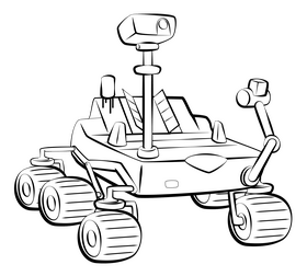 Mars rover black and white clipart