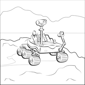 Mars rover black and white vector