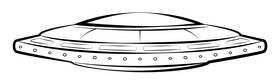 Flying saucer black and white clipart