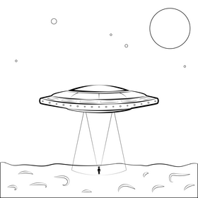 Flying saucer black and white vector