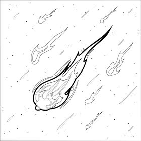 Meteor black and white vector
