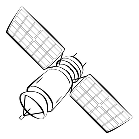 Satellite black and white clipart