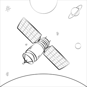 Satellite black and white vector
