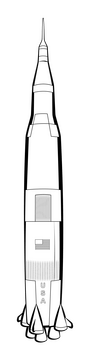 Saturn v black and white clipart