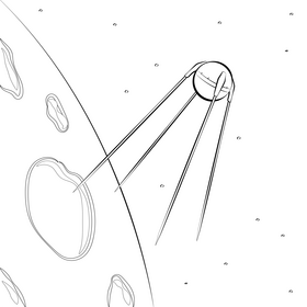 Sputnik black and white vector
