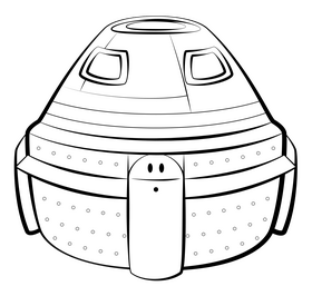 Space capsule black and white clipart