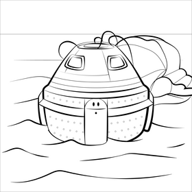 Space capsule black and white vector