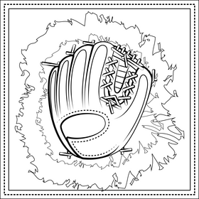 Baseball glove drawing black and white vector