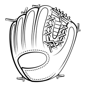 Baseball glove outline black and white clipart