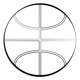 Basketball outline black and white clipart
