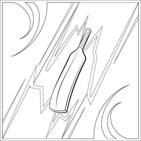 Cricket bat drawing black and white vector