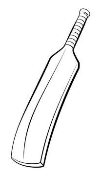 Cricket bat outline black and white clipart