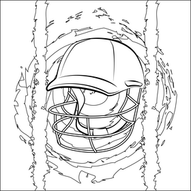 Cricket helmet drawing black and white vector