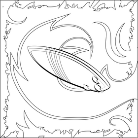 Surfboard drawing black and white vector
