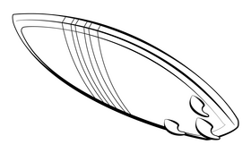 Surfboard outline black and white clipart