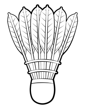 Shuttlecock outline black and white clipart