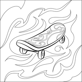 Skateboard drawing black and white vector