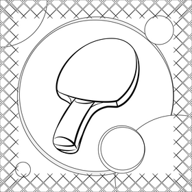 Table tennis racket drawing black and white vector