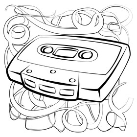 Cassette black and white vector