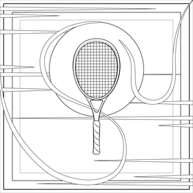 Tennis racket drawing black and white vector
