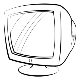 Crt monitor black and white clipart